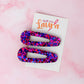 Gemini - Blue & Purple Glitter Resin Hair Clips