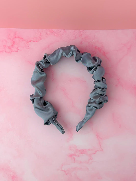 Ocean- Ocean Blue Satin Scrunchie Headband