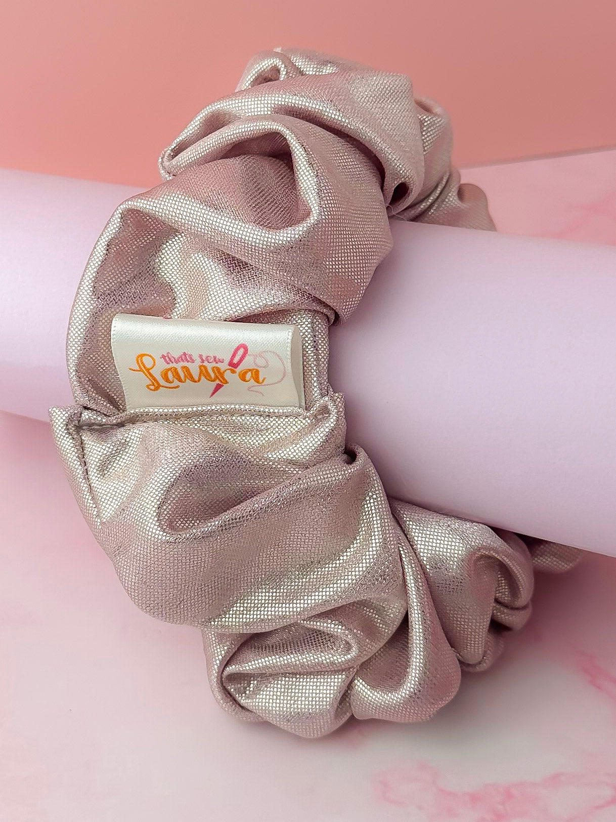 Shimmer - Pink dance fabric XL Scrunchie