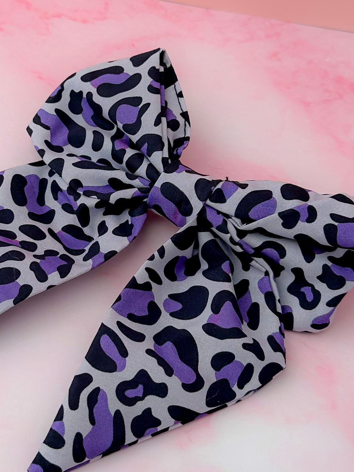Ella - Purple Leopard print classic Hair Bow
