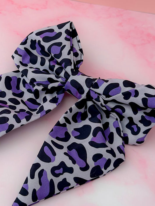 Ella - Purple Leopard print classic Hair Bow