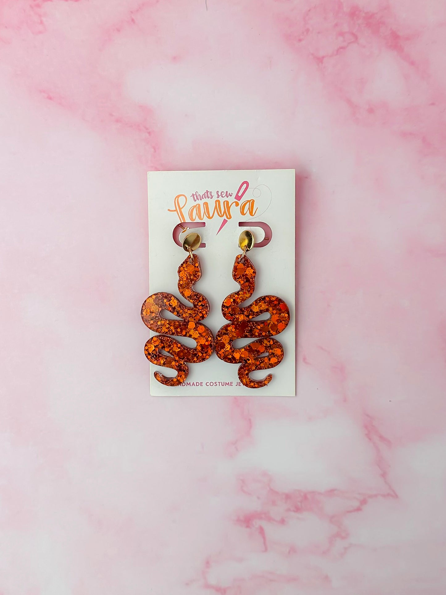 Bonfire snakes - burnt orange Resin Earrings
