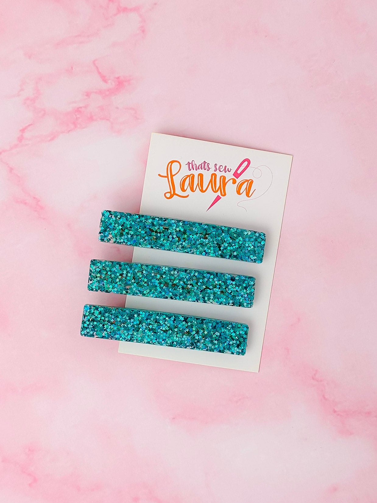 Starlight - Blue Star Trio Glitter Resin Hair Clips