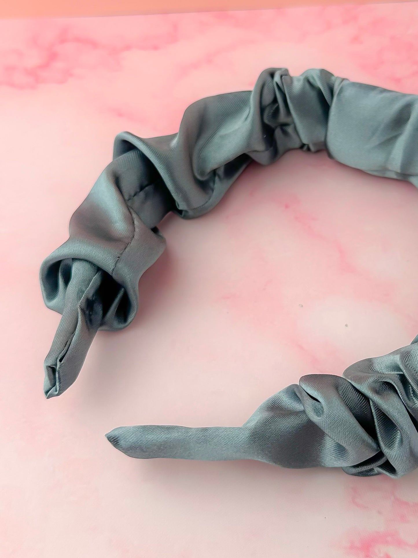 Ocean- Ocean Blue Satin Scrunchie Headband