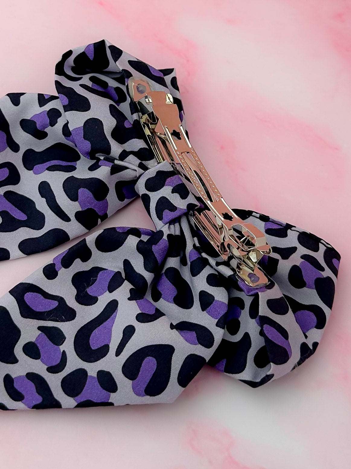 Ella - Purple Leopard print classic Hair Bow