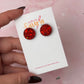 Red circle - Red glitter Resin stud Earrings