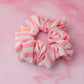 Kelly - Pink & White striped print classic gym & swim scrunchie