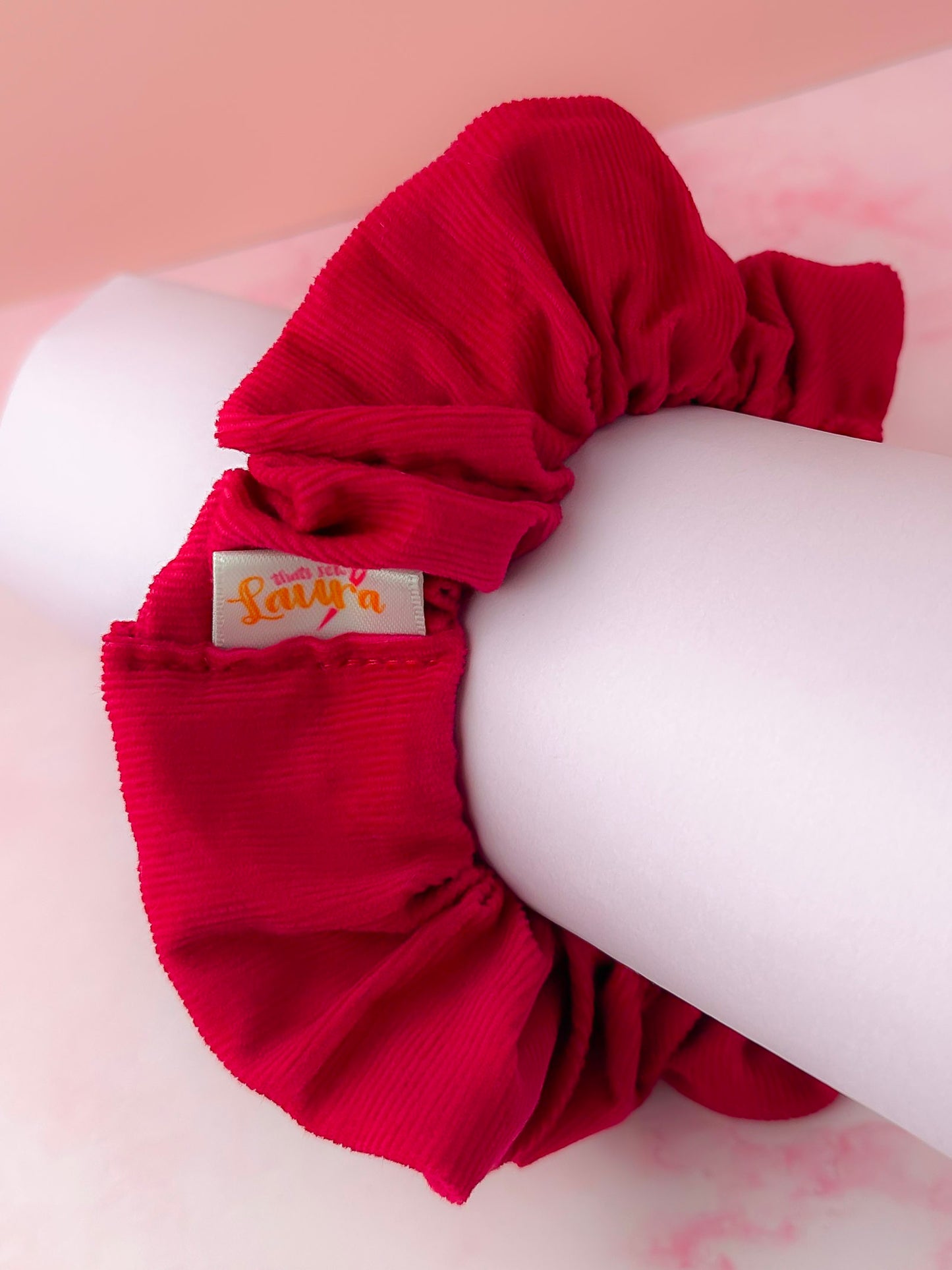 Cherri - Pink Needlecord classic scrunchie