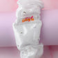 Stellar - White satin and net sparkle wide scrunchie