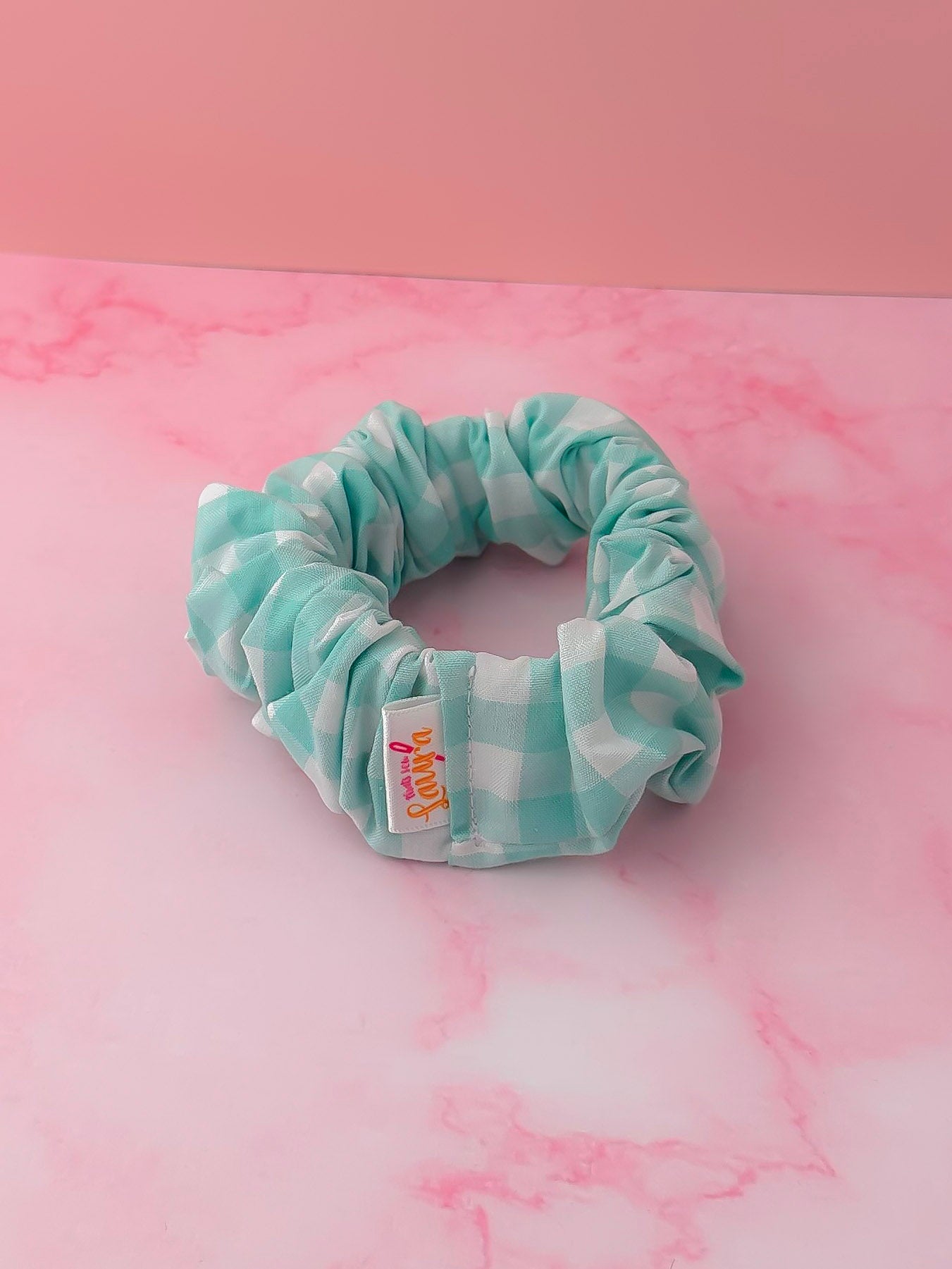 Phoebe - Mint gingham wide scrunchie
