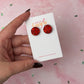 Red circle - Red glitter Resin stud Earrings