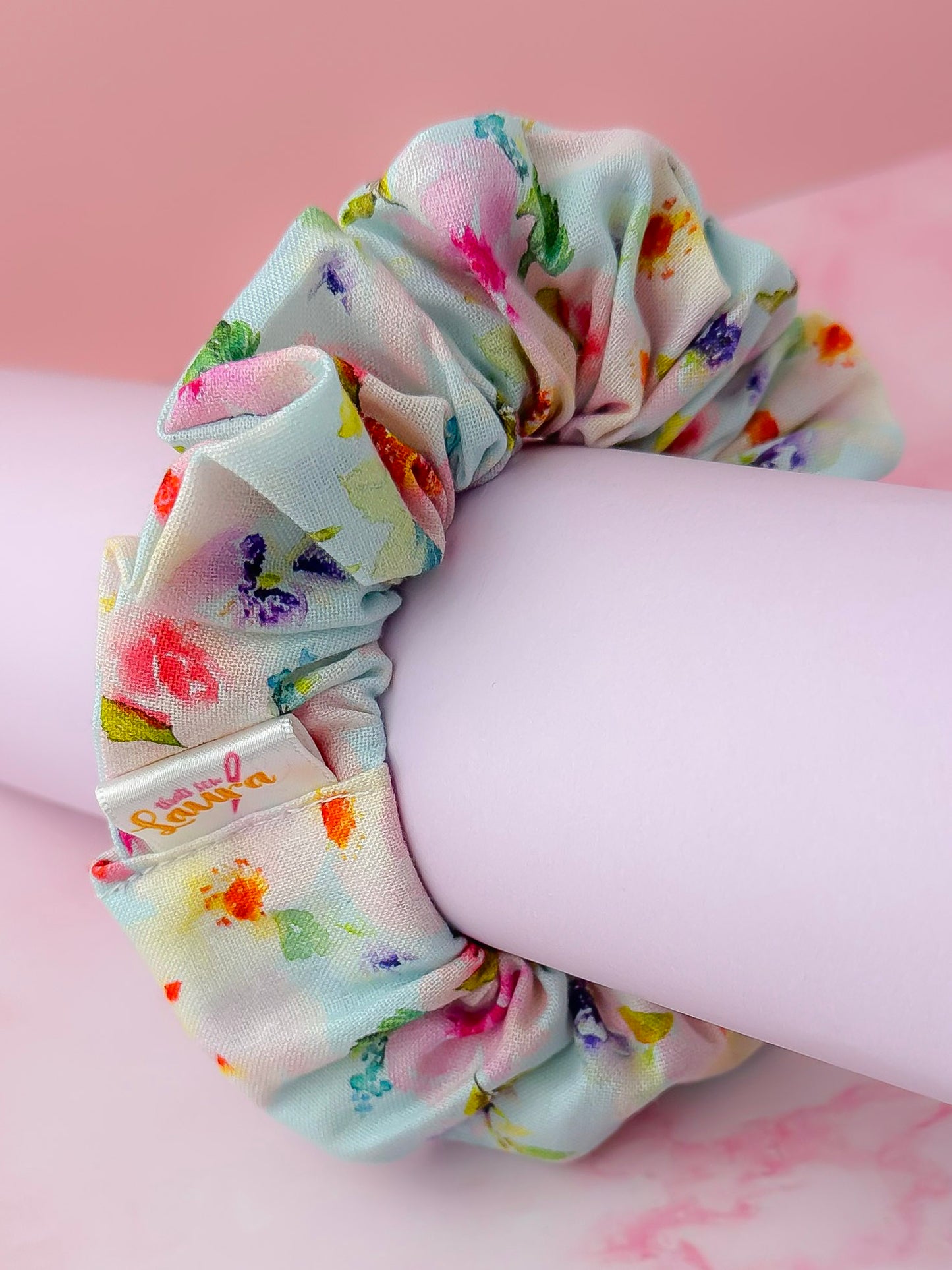 Lois - Blue Floral print classic scrunchie