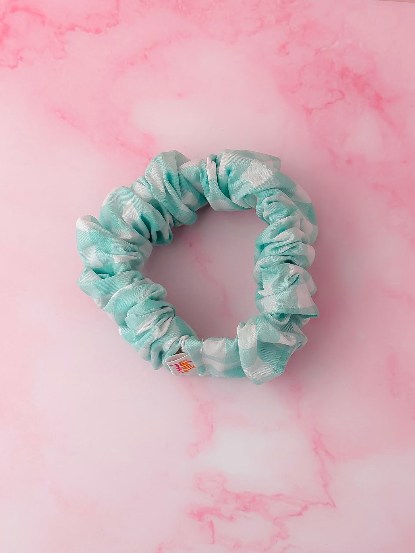 Phoebe - Mint gingham wide scrunchie