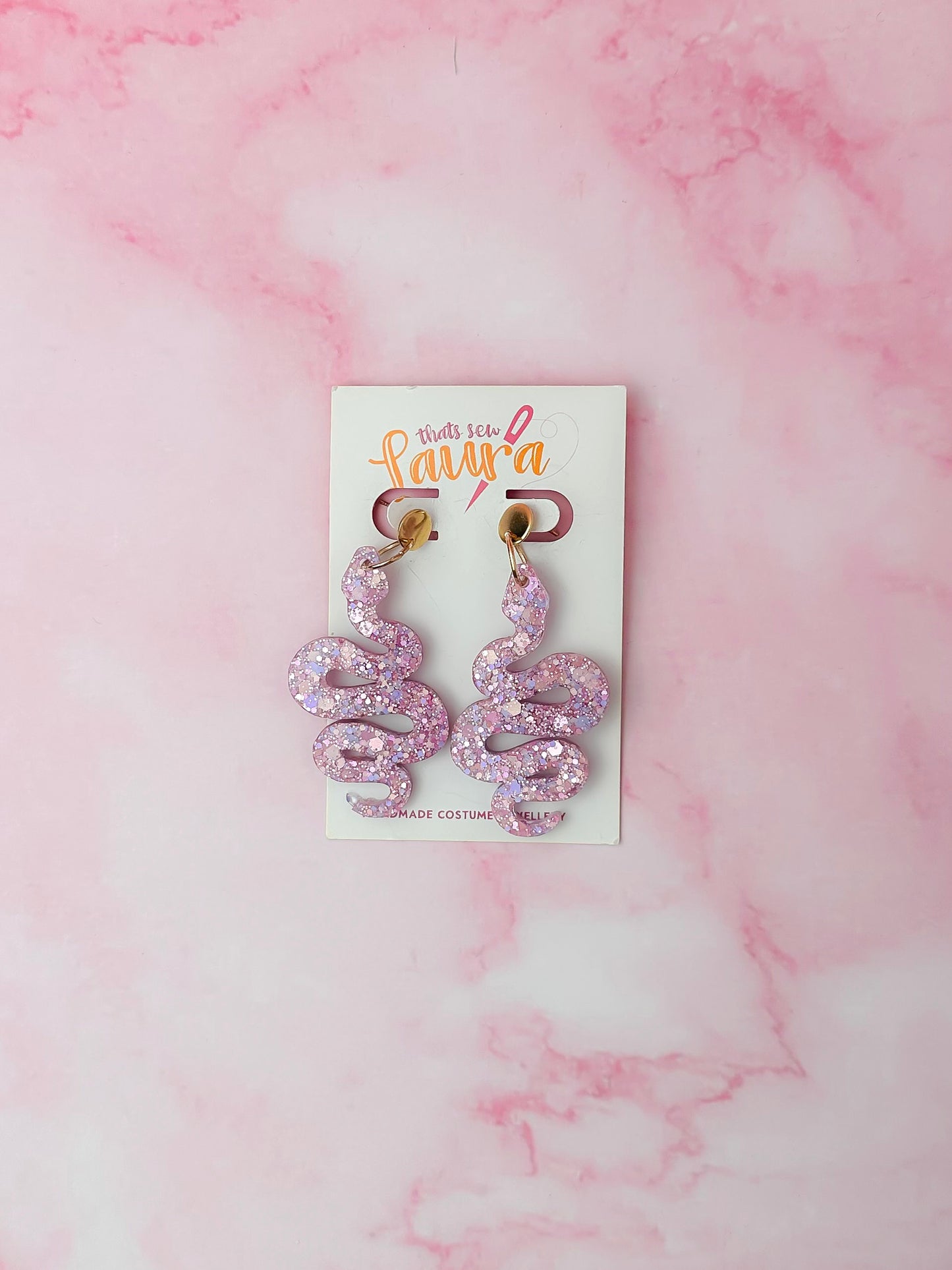 Petal snakes - Pink & lilac Resin Earrings