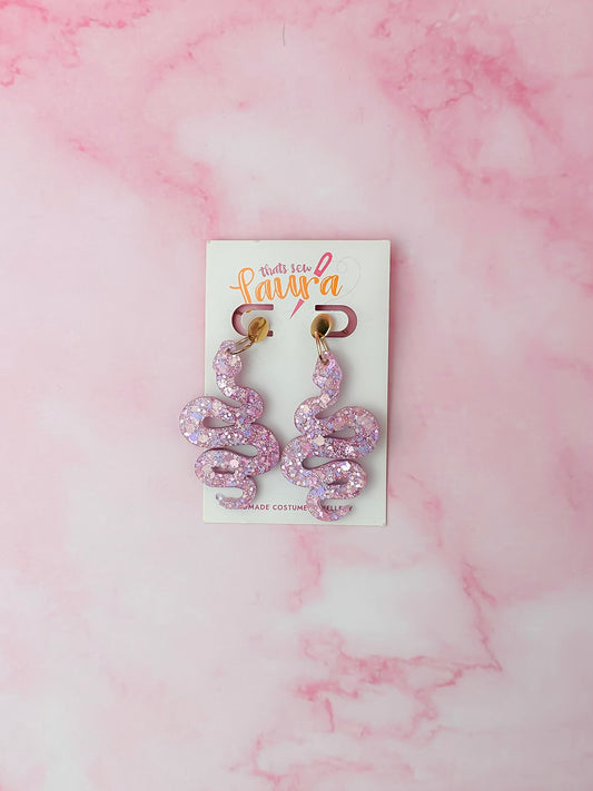 Petal snakes - Pink & lilac Resin Earrings
