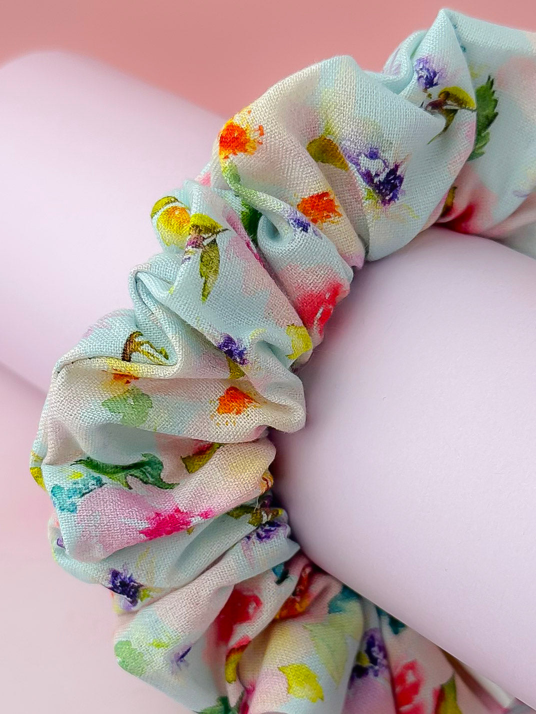 Lois - Blue Floral print classic scrunchie