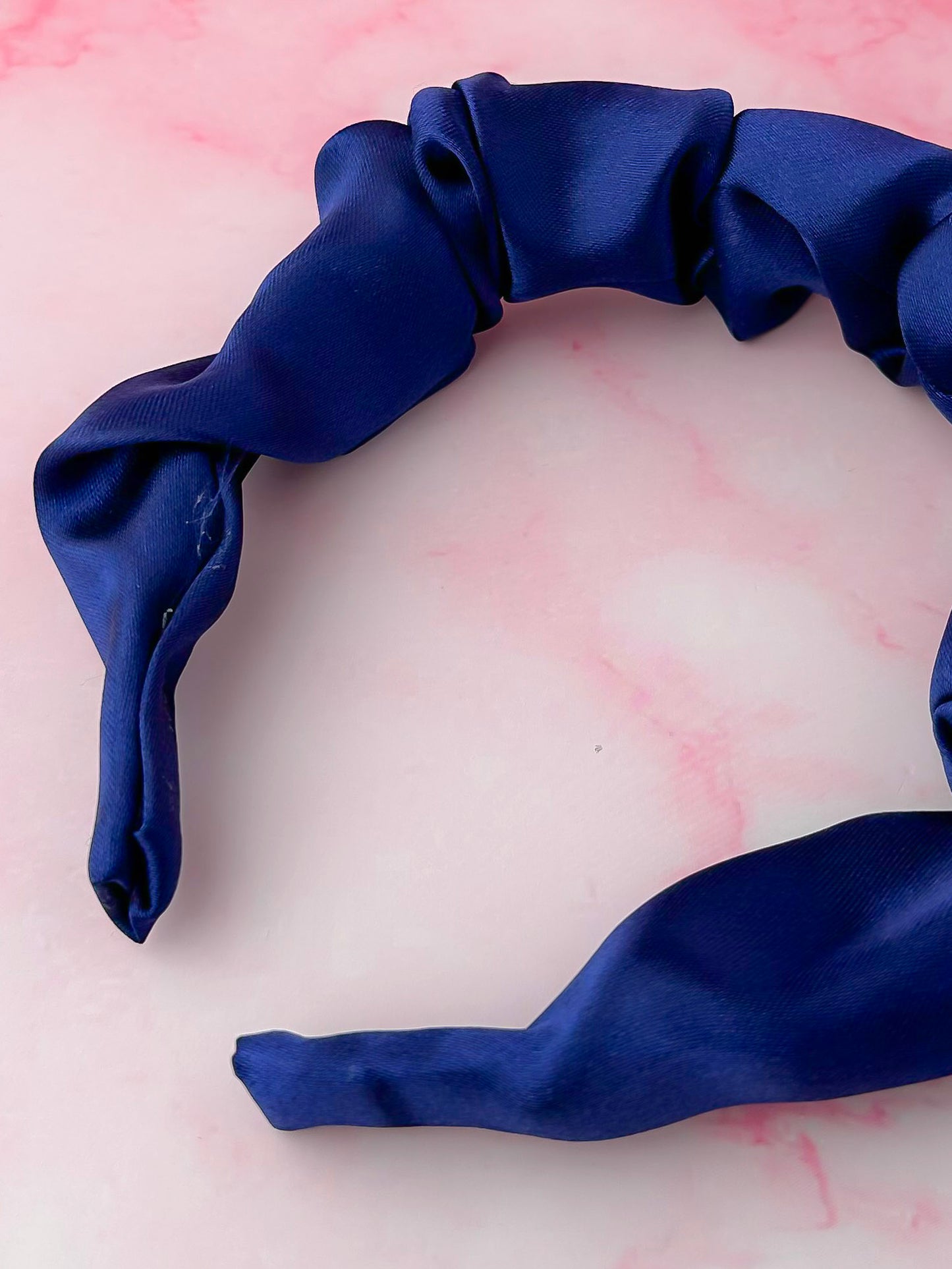 Navy - Navy Blue Satin Scrunchie Headband