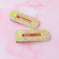 Wicked - Pink and Green iridescent Oblong Glitter Resin Hair Clips