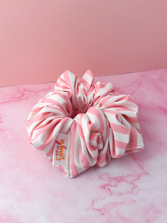 Kelly- pink and white striped Gym & Swim XL Scrunchie