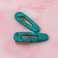 Teal - Blue Glitter Resin Hair Clips