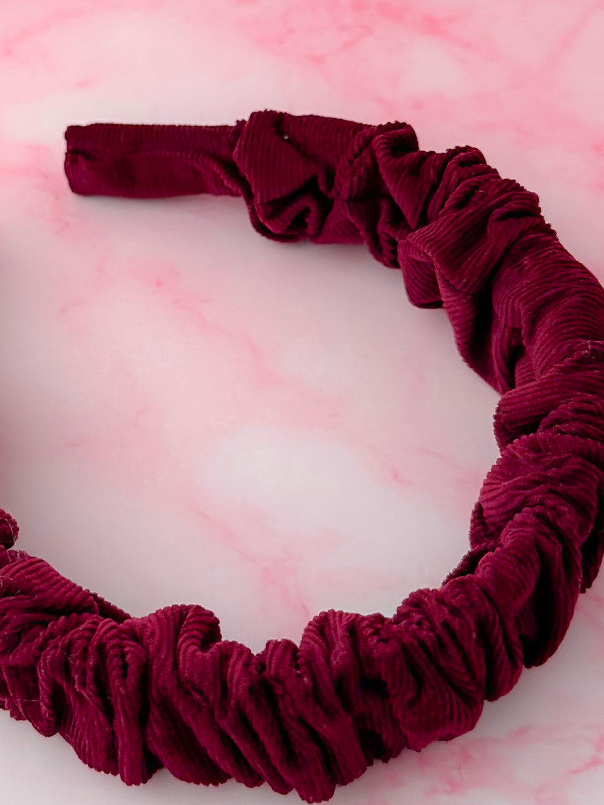 Burgundy - Burgundy Needlecord Scrunchie Headband