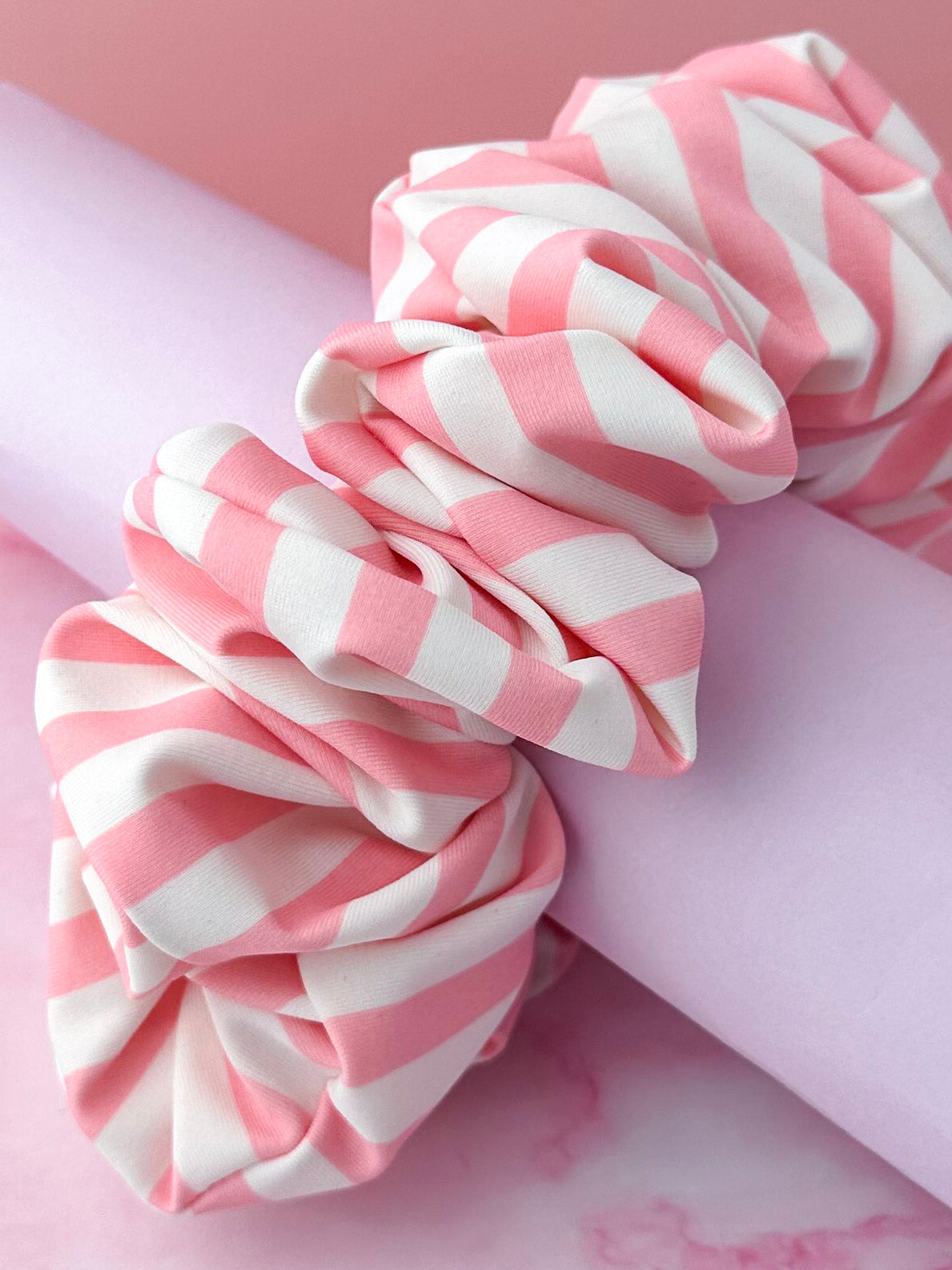 Kelly- pink and white striped Gym & Swim XL Scrunchie