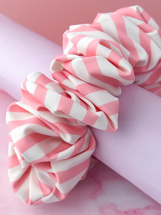 Kelly- pink and white striped Gym & Swim XL Scrunchie