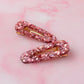 Romance - Pink Heart Glitter Resin Hair Clips