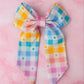 Elsie - Heart checkered long Hair Bow