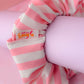 Kelly - Pink & White striped print classic gym & swim scrunchie