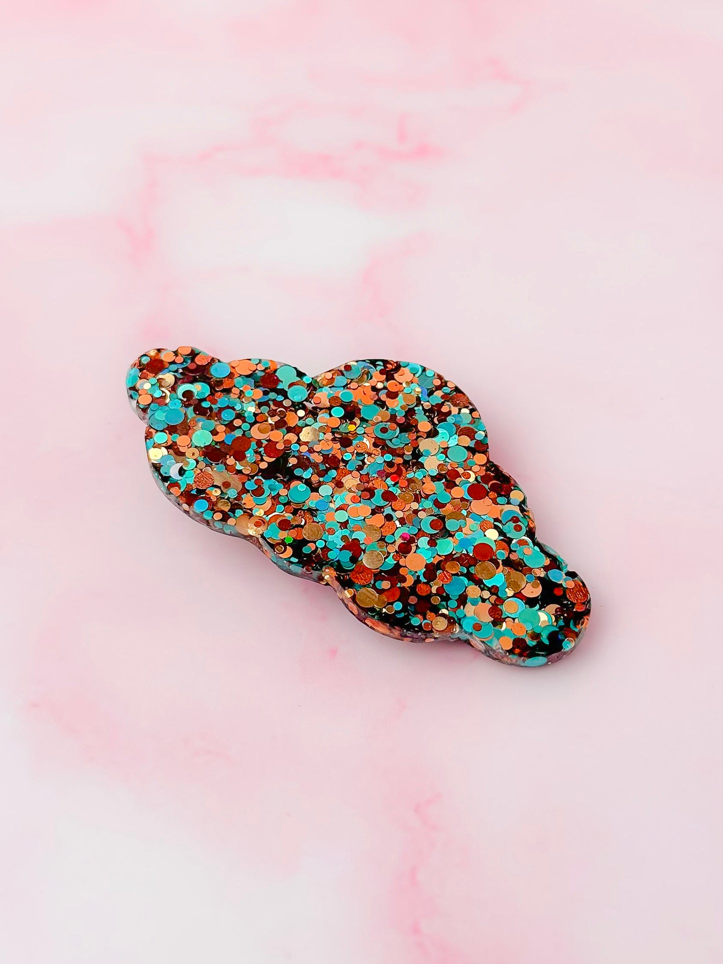 Taurus - Blue, gold & brown Glitter Cloud shaped Resin Hair Clip