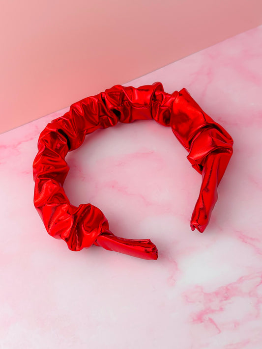 Rouge - Red Jersey Foil Scrunchie Headband