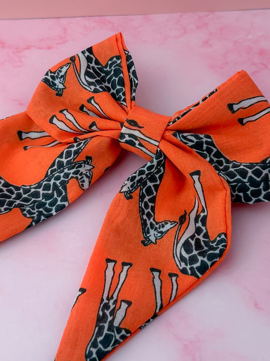 Giraffe - Giraffe print classic Hair Bow
