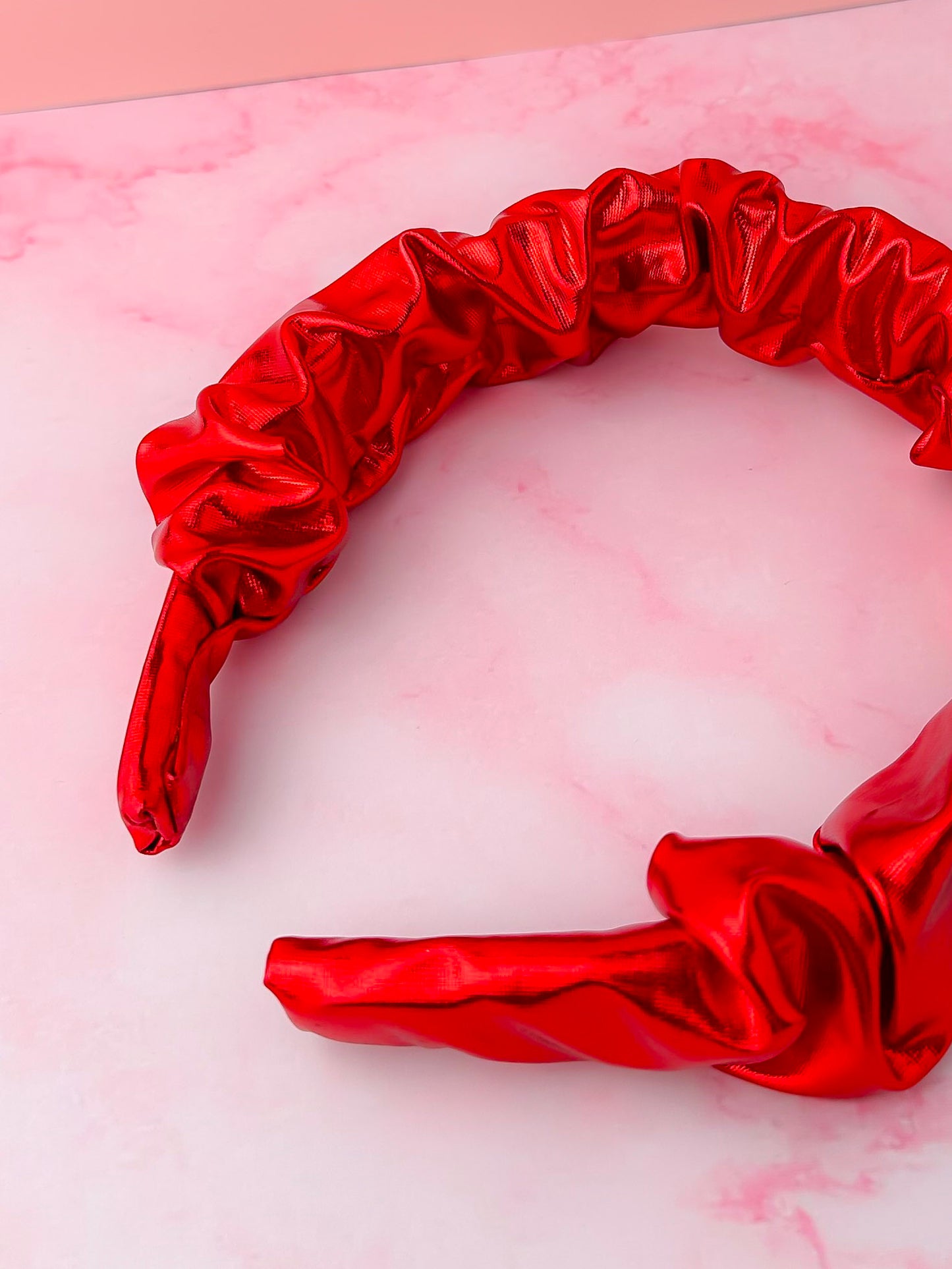 Rouge - Red Jersey Foil Scrunchie Headband