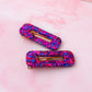 Gemini - Blue & Purple Oblong Glitter Resin Hair Clips
