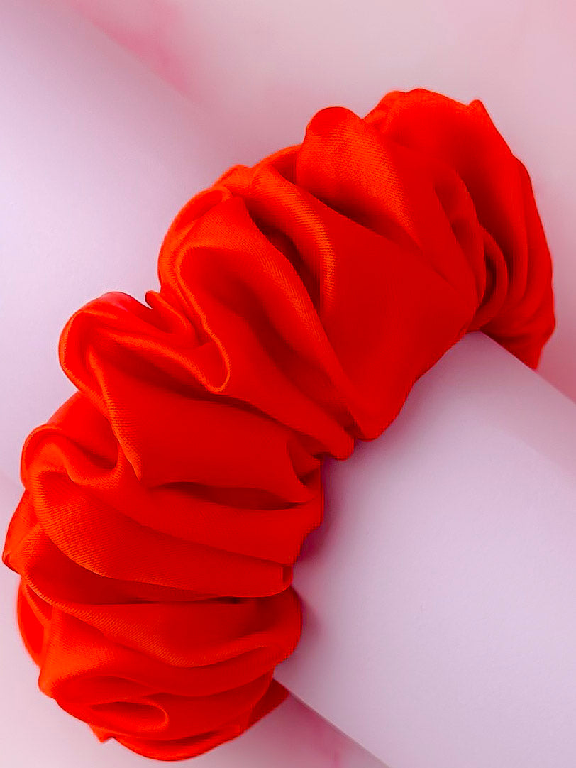 Bonfire - Reddish Orange satin wide scrunchie