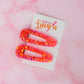 Only Orange - Fluorescent Orange Glitter Resin Hair Clips
