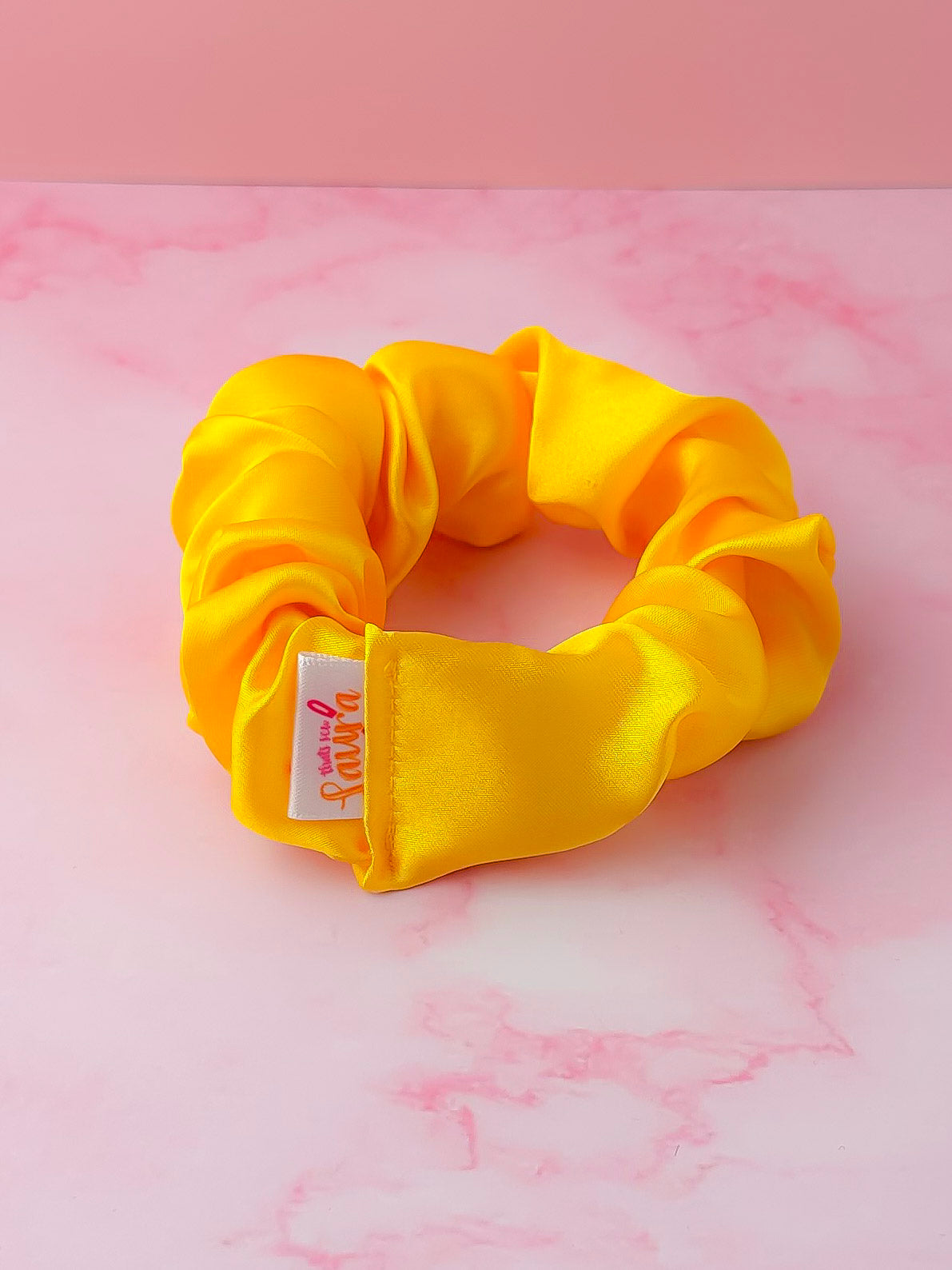Marigold - Yellow satin wide scrunchie