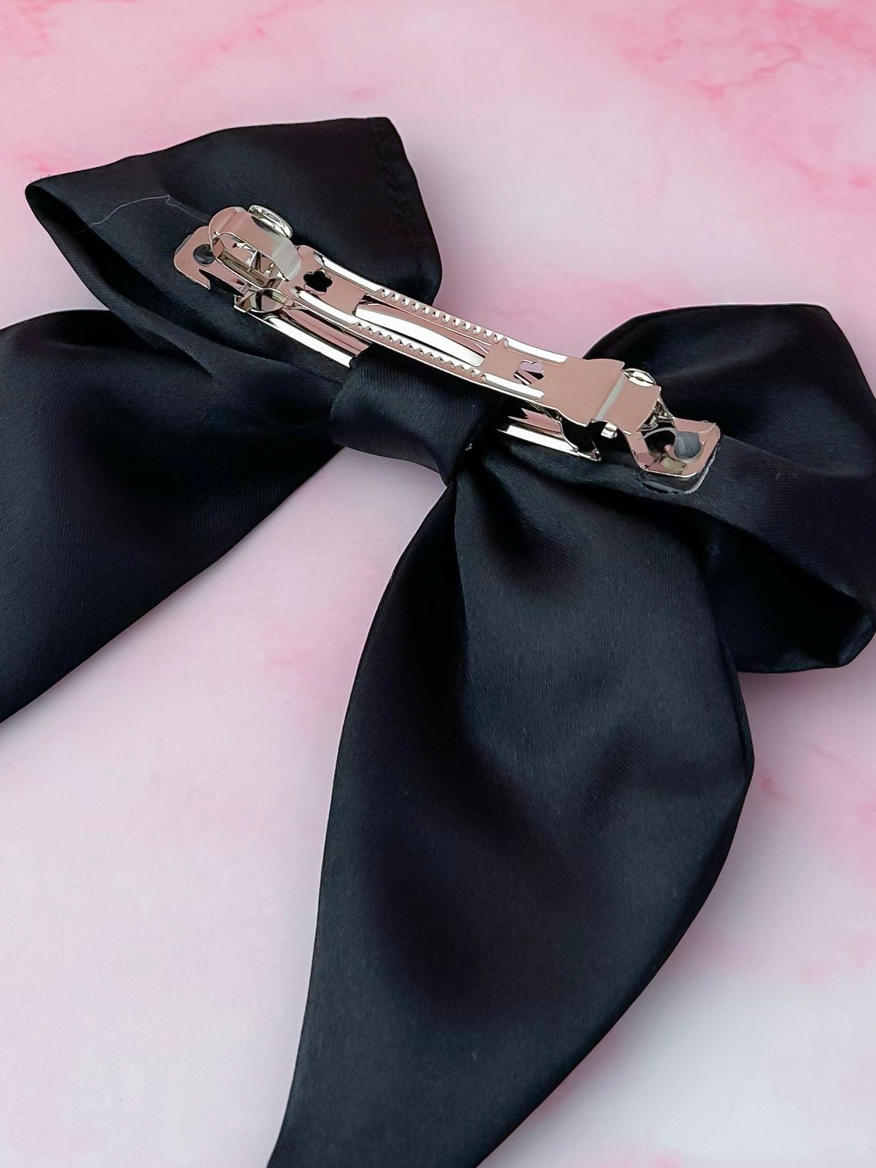Classic Black - Black Satin classic Hair Bow
