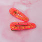 Only Orange - Fluorescent Orange Glitter Resin Hair Clips