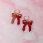Christmas Bows - red glitter Resin Earrings