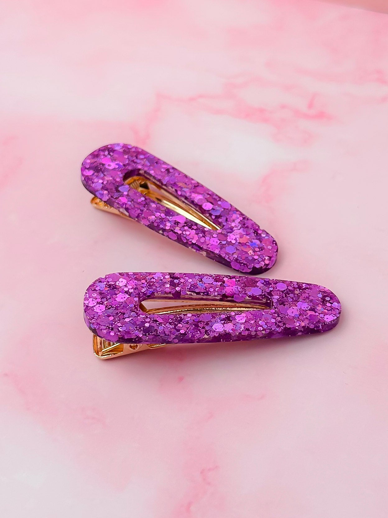 Ursula - Purple Glitter Resin Hair Clips