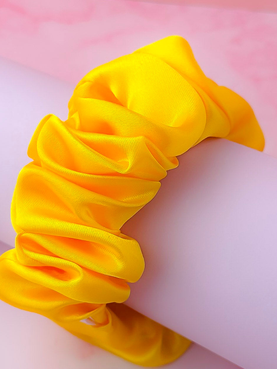 Marigold - Yellow satin wide scrunchie