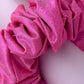 Jennie - Pink and Silver Glitter ball dance fabric XL Scrunchie