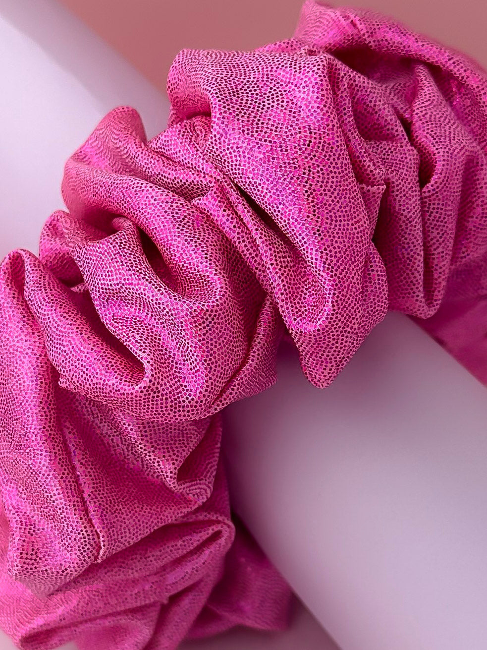 Jennie - Pink and Silver Glitter ball dance fabric XL Scrunchie