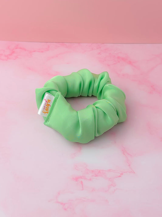 Fern - Green Georgette satin wide scrunchie