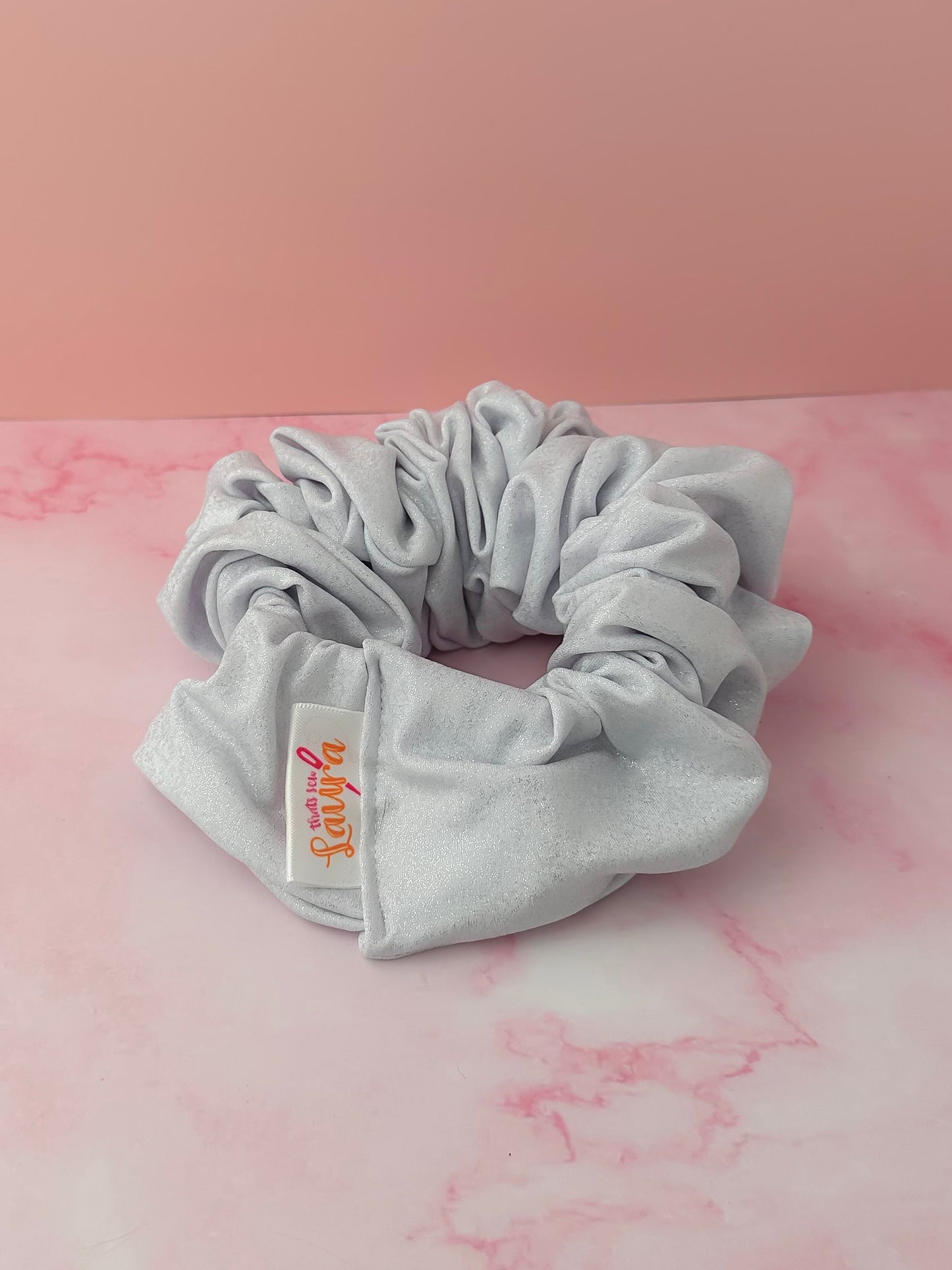 Skylar - Silver Glitter dance fabric XL Scrunchie