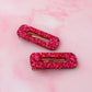 Princess - Pink Mix Oblong Glitter Resin Hair Clips