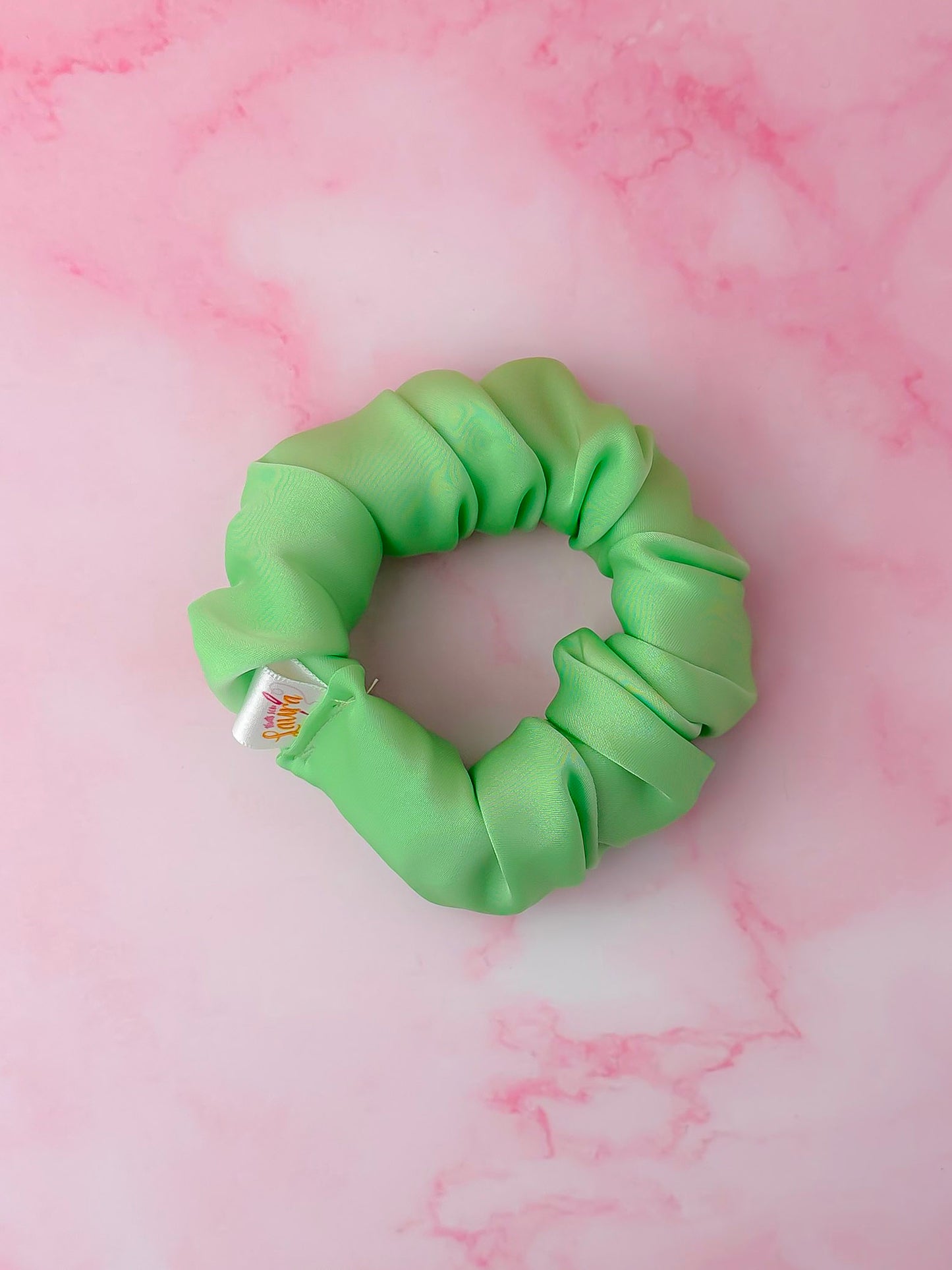 Fern - Green Georgette satin wide scrunchie