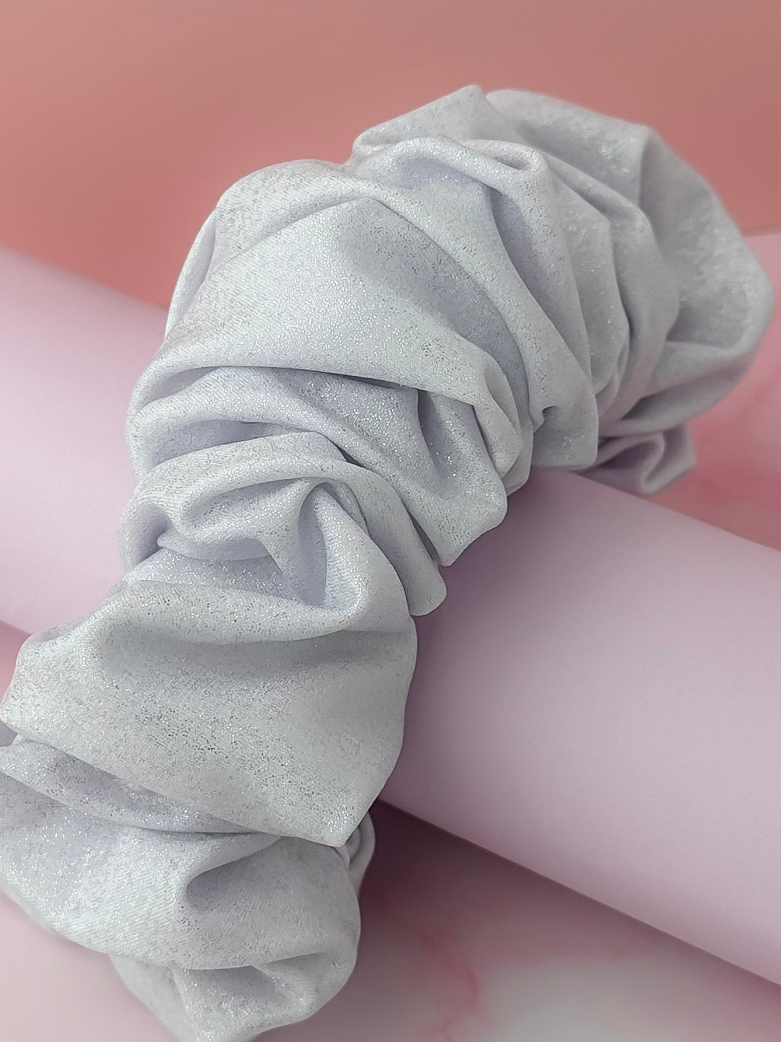 Skylar - Silver Glitter dance fabric XL Scrunchie